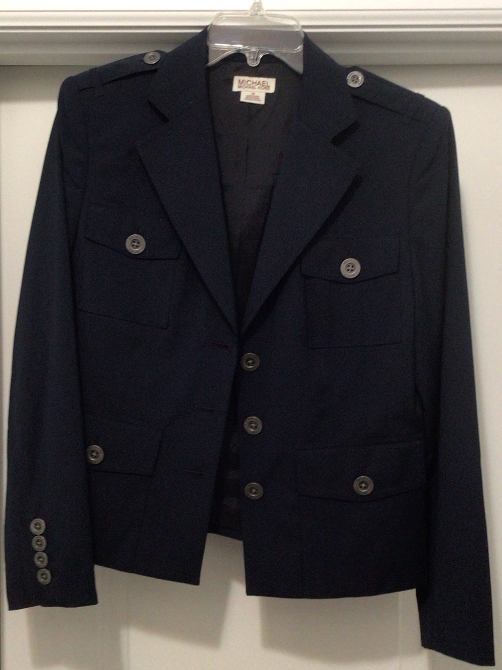 MICHAEL Michael Kors Navy Military-Inspired Button Blazer